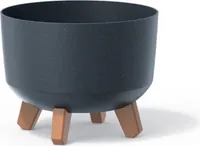 Gracia Standard Eco Wood Blumentopf mit abnehmbaren Beinen inkl. Einsatz für Innen- und Außenbereich Pflanzgefäß Rund Kunststoff UV-beständig 238mm Eco Anthrazit