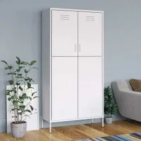 Möbel Kleiderschrank Weiß 90x50x180 cm Stahl   - Kleiderschränke 336251