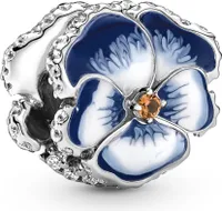 Pandora Charm 790777C02 Blue Pansy Flower Blume Sterling Silber 925