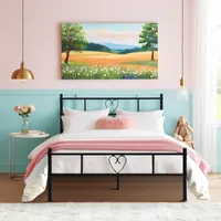 H.J WeDoo Einzelbettgestell Bettrahmen Metallbett Gästebett Bettgestell, Jugendbett mit Lattenrost, für Schlafzimmer Gästezimmer 90 x 190 cm, Schwarz