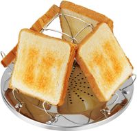 Camping-Toaster, Camping-Toaster für Gasherde, faltbarer Edelstahl-Gastoaster für 4 Scheiben, Mini-Gasherd-Toaster für Outdoor, Picknick, Reisen