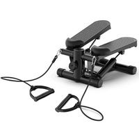 Mini stepper, schodišťový stepper, nosnost 100 kg, vybavený odporovou gumou, vhodný pro domácí i venkovní cvičení, černý