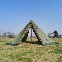 MCETO Tipi-Zelt für 4–6 Personen, mit Ofenanschluss, Camping-Pyramide, Tipi-Zelt für Camping, Rucksackreisen, Wandern, Militärgrün