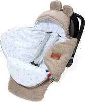 Einschlagdecke für Babyschalen Teddybär braun