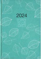 Wochenbuch türkis 2024 - Bürokalender 14,6x21 cm - 1 Woche auf 2 Seiten - 128 Seiten - mit Eckperforation - Notizbuch - Blauer Engel - 766-0717