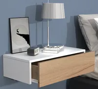 UsalM60 Nachttisch wandhängend 1 Schublade weiß, Eiche Nachbildung.