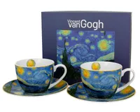 DUO ART GALLERY sada 2 šálok 280 ml STARRY NIGHT s podšálkami, nový porcelán z kostnej Číny