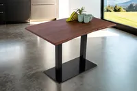 Bistrotisch Baumkante massiv 120x70cm Akazie Nussbaum Mittelfuß schwarz ISLA