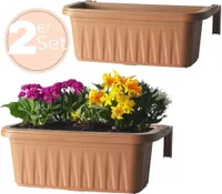 2x Blumenkasten Balkongeländer Balkon Blumenkasten Balkonkasten mit Halterung Balkonkasten Geländerkasten Balkonkasten mit Wasserspeicher 50 cm Terrakotta