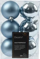 Weihnachtskugeln Kunststoff 6cm 12 Stück - Eisblau