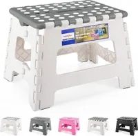 Tritthocker Klappbar Klapphocker Faltbar Höhe 23cm für Kinder und Erwachsene Bade Küchen - Grau&Weiß