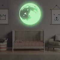 Im Dunkeln leuchtender Mond-Wandaufkleber – leuchtender Deckenaufkleber für Kinderzimmer, Schlafzimmer, das Lichtdekor – 165 x 165