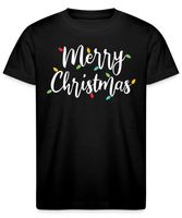 Merry Christmas Lichterkette - Weihnachten X-mas Weihnachtsgeschenk Kinder T-Shirt, Schwarz, 140