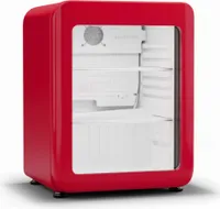 Klarstein Audrey Evo Getränkekühlschrank Mit Glastür - 68L, Retro-Design, LED-Beleuchtung, Doppelt Verglaste Tür, 0-10 °C, , Verstellbare Füße, Rot