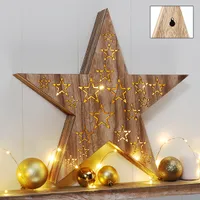 Stern Holzsterne Weihnachts-Deko aus LED Zwei