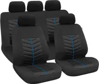 Sitzbezüge Set Rapid Schwarz/Blau aus Polyester mit Schaumstoffpolsterung Autos