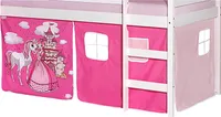 Vorhang Gardine Bettvorhang PRINZESSIN zu Hochbett Rutschbett Spielbett in pink/rosa Schloss