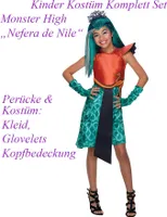 Monster High Nefera De Nile Kostüm & Perücke Komplett Set Kinder # Gr. L / 140-146 (8-10 J.)