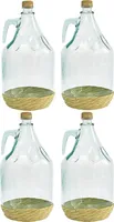 4 X 3L Glasballon mit Korb/Weinballon Glas Flasche Wasserflasche GÄRBALLON Glasflasche