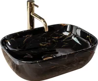 Rea Aufsatzwaschbecken Belinda Marble Shiny Oval Black