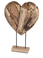 Formano Teak Herz stehend auf Fuß Holz massiv 75 cm Dekoration Unikat