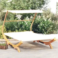 vidaXL Lehátko se stříškou 165x203x138 cm ohýbané dřevo masivní krémová barva