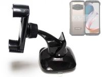 K-S-Trade kompakte Handy-Halterung Windschutzscheibe kompatibel mit Doogee V30T Armaturenbrett schwarz Autohalterung KFZ Halter Scheiben-Halterung