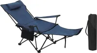 WOLTU Campingstuhl klappbarer Angelstuhl ultraleichter Stuhl Liegestuhl mit Lehne Fußstütze Getränkehalter Aufbewahrungstasche Sonnenstuhl belastbar 150 kg Faltstuhl aus Oxford-Gewebe, blau