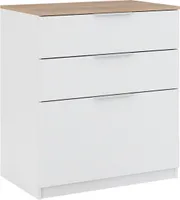 Vicco Kommode Betti, 80 x 90 cm mit 3 Schubladen, Weiß/Sonoma