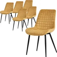 ML-Design Esszimmerstühle 6er Set, Senfgelb, Sitzfläche aus Samt mit schwarzen Metallbeinen, Küchenstühle mit Rückenlehne