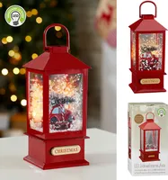 LED Schneelaterne Auto 17x40cm 18 LEDs warmweiß Kunststoff Schneefunktion Weihnachtsmusik Weihnachtsbeleuchtung Lampe