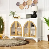 Sideboard, Sideboard mit 4 Türen und 2 Schubladen, Anrichte, Küchenschränke, Aufbewahrungsschränke, Sideboard mit Glastüren,Buffetschrank,153x40x100cm