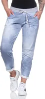 287 Mississhop Damen Hose Cargohose Blumen Sweatpants Jogginghose Baumwolle Freizeithose Boyfriend Jeans Hell 26