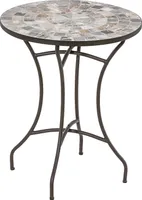 Dehner Gartentisch Grazia, mit Mosaik, Ø 60 cm, Höhe 72 cm, Eisen/Stein, braun/grau