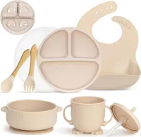Kindergeschirr-Set Silikon Baby Geschirrset, Rutschfest Kindergeschirr Set, 7 Stück (7-tlg)