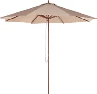BELIANI Sonnenschirm Sandbeige Polyester/Birkenholz ⌀ 270 cm Terrasse Balkon Garten