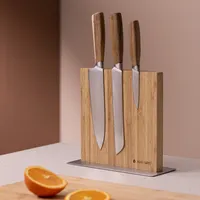 Navaris Messerhalter doppelseitig magnetisch aus Bambus - Magnet Messerblock Messerbrett Magnethalter beidseitig - Messer Halterung unbestückt