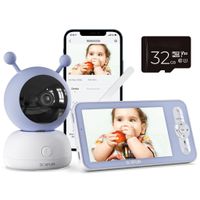 BOIFUN 5" Babyphone mit Kamera 1080P, Babyfon Video PTZ 355°, Bewegungs und Geräuscherkennung, Temperatur und Luftfeuchtigkeitsüberwach, 32GB