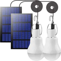 2er LED Solar Glühbirne,Solarleuchten für den Außengebrauch, Solarlaterne, Campinglampe, Solarlampe mit Solarpanel,Sonnenbeleuchtung für Außen