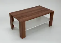 Möbel SD Couchtisch Bea Nussbaum Optik mit Ablage in Weiß Landhaus Stil