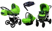 BabyLux® Largo | 4in1 Kinderwagen Bambimo | Green Leaf | Kombikinderwagen | Kinderwagenset | Isofix-