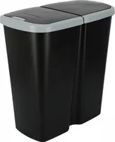 Odpadkový koš DUO černý, 45 l, šedá / černá