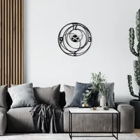 Opviq, Enzoclock- ENZ1427, Schwarz, Wanduhren, 48 x 48 cm, 100% Metall (Dicke: 1