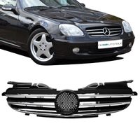 Kühlergrill hochglanz Schwarz + Chromleiste passend für Mercedes SLK R170 96-04