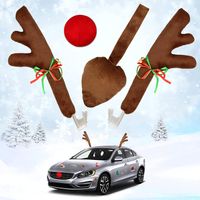 Rentier Auto Rudolf für Auto Rentier kostüm weihnachtsdekomit LED-Leuchten Weihnachtsauto Jingle Bell Geweih und Nase für Truck Van SUV Weihnachts Rentier Auto Kostüm Set
