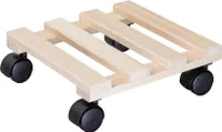 WAGNER Pflanzenroller PALETTI 28 x 28 x 8 cm, für den Innenbereich, Buchenholz, natur, Tragkraft 100 kg, EU Ware - 20033001