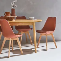 sweeek - 4er-Set skandinavische Stühle mit Holzbeinen  - Terrakotta