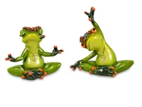 2er Set Formano lustige Frösche Yoga Frosch Figur Froschpaar Peace
