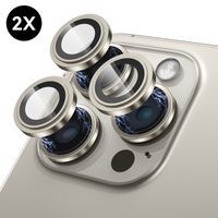 iPhone 15 Pro / 15 Pro Max Kamera-Objektiv-Schutzfolie - Titan Natur - Einfache Installation - 2 Stück - Kamera-Schutzfolie iPhone 15 Pro