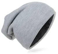 Strick Beanie Unifarbe Grau-M